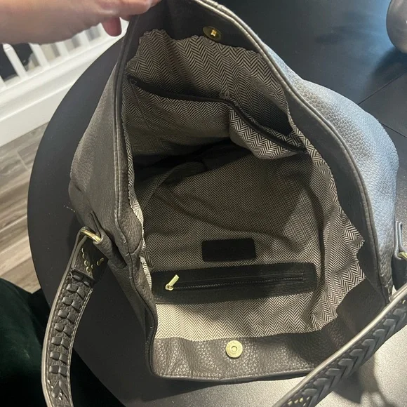 Steve Madden Gray Leather Hobo Tote Bag - Picture 4 of 4